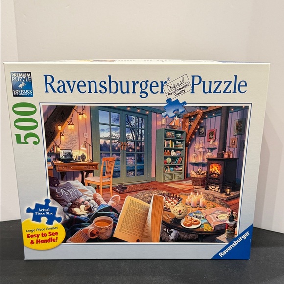 🔴2/$25🔴Ravensburger Cozy Retreat Puzzle 500 Pieces large format - Picture 1 of 4